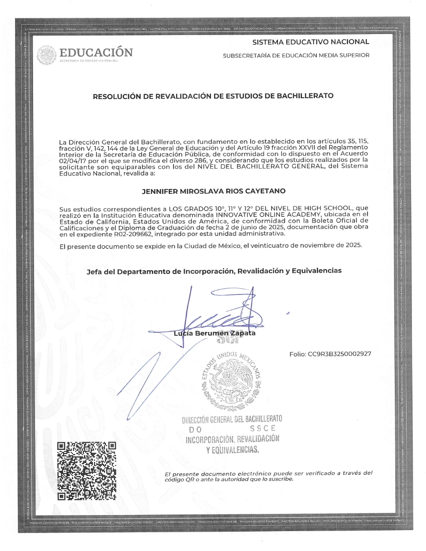 Resolución de Revalidación SEP (México)